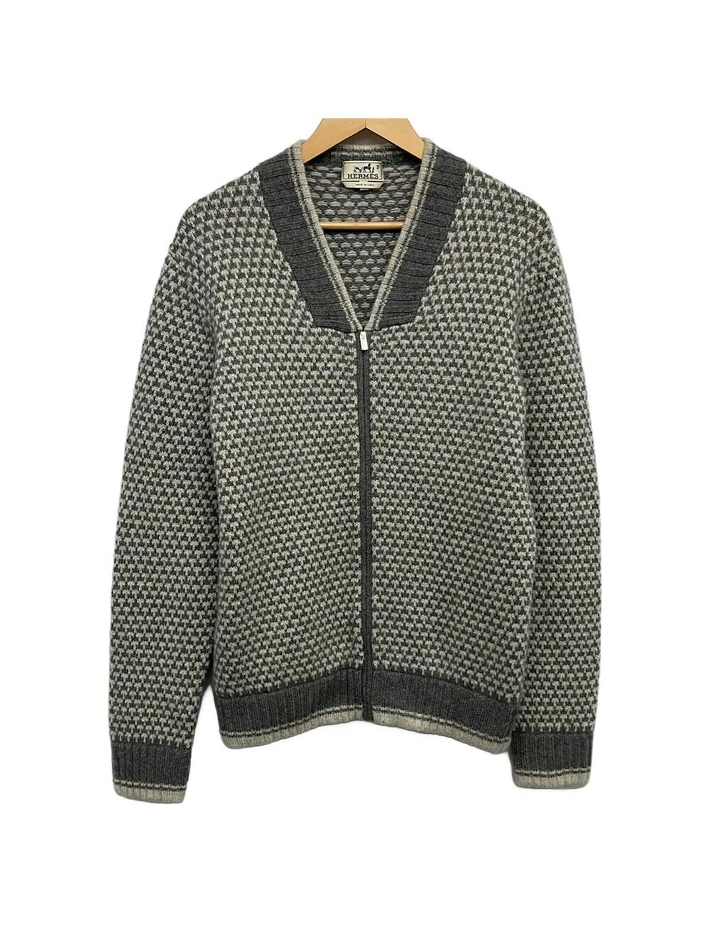 Hermes Gray Cream Men's Cardigan #341169H64B